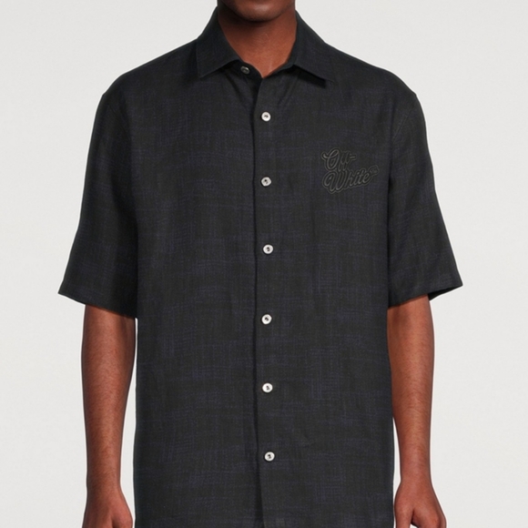 OFF-WHITE 90s Logo Linen Bowling Shirt - Picture 2 of 8